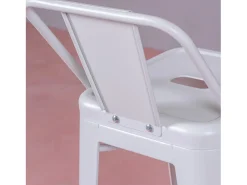 Taburete metálico industrial con respaldo bajo (76cm) - Bistro - Blanco