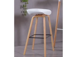Taburete nórdico con patas de madera de haya (75cm) - Daxer - Blanco