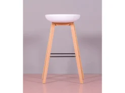 Taburete nórdico con patas de madera de haya (75cm) - Daxer - Blanco