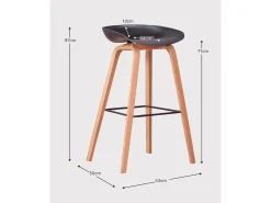 Taburete nórdico con patas de madera de haya (75cm) - Daxer - Blanco