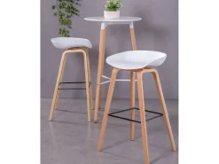 Taburete nórdico con patas de madera de haya (75cm) - Daxer - Blanco