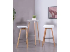 Taburete nórdico con patas de madera de haya (75cm) - Daxer - Blanco