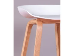 Taburete nórdico con patas de madera de haya (75cm) - Daxer - Blanco