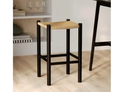 Taburete para isla central 65 cm de teca negra y ratán - Kaïa