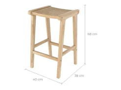 Taburete para isla central de 65 cm en teca y caña - Omaha