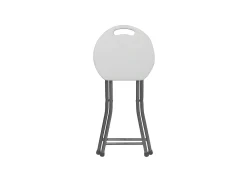 Taburete Plegable de Resina y Acero 31x45cm Blanco 7house