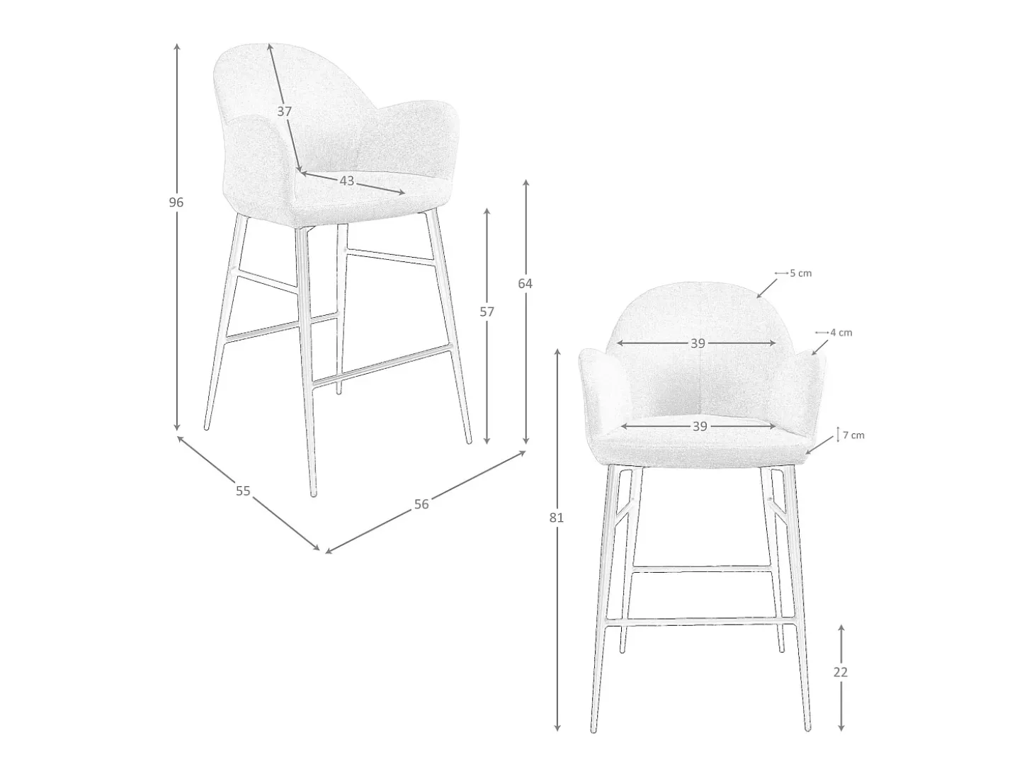 Taburete tela gris claro 4174 ANGEL CERDA