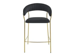 Taburete Valora BADIA de terciopelo negro con patas doradas para cocina
