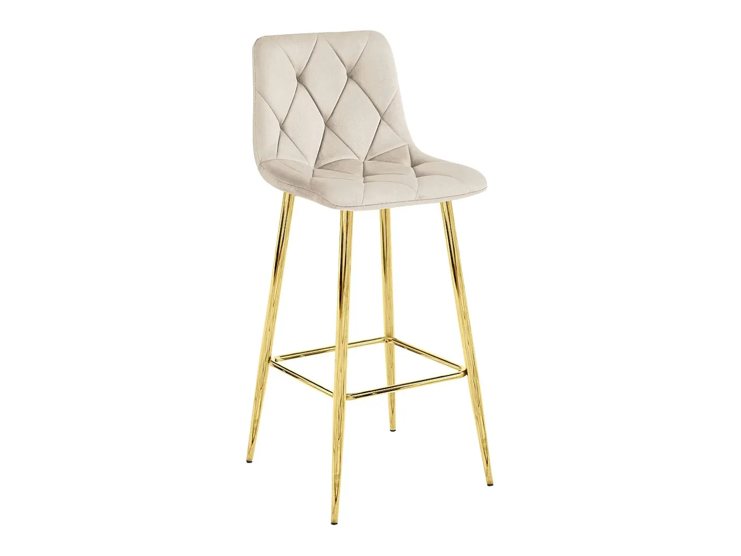 Taburete Valora KODA de terciopelo beige con patas doradas para cocina (x3)