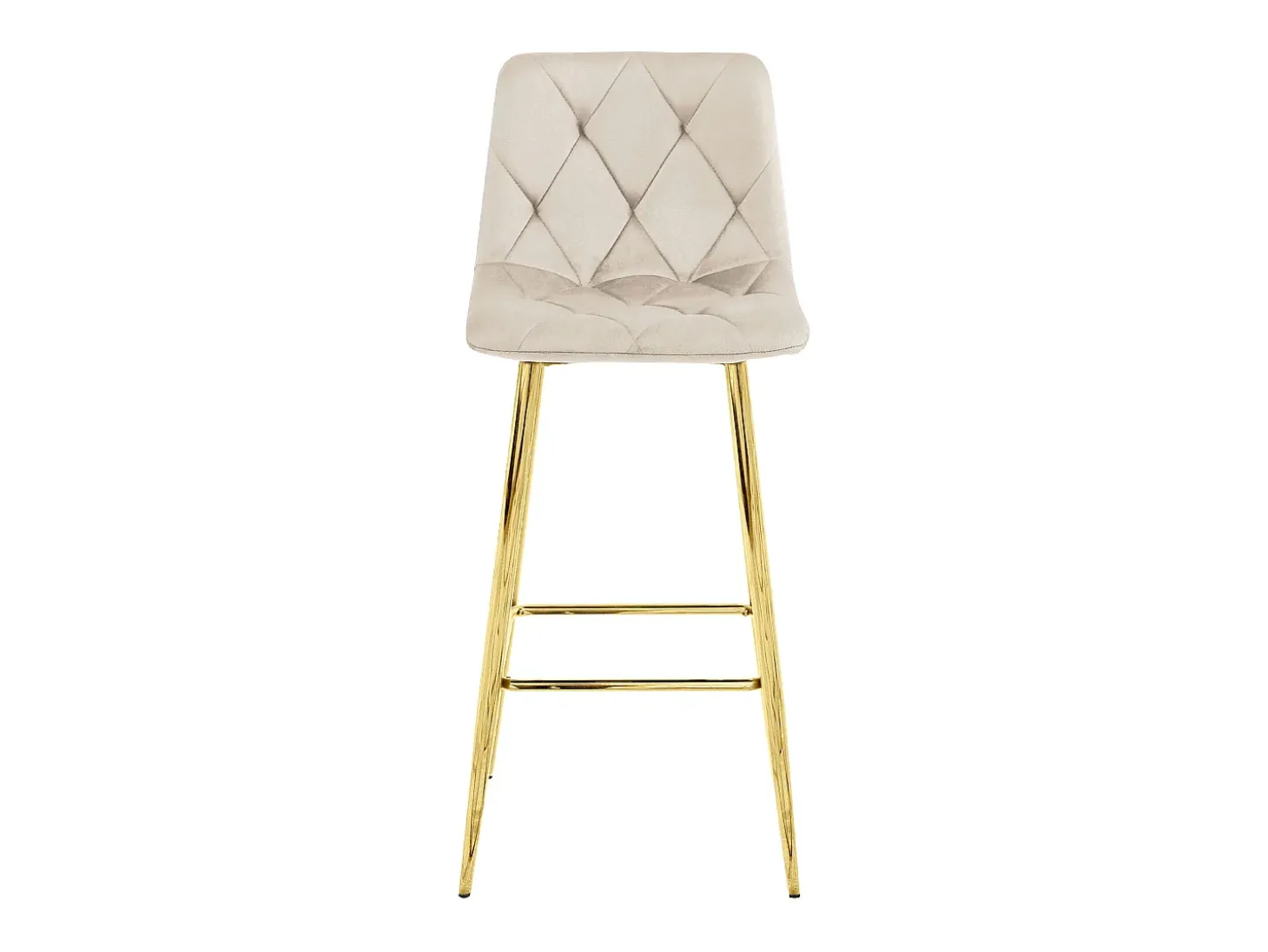 Taburete Valora KODA, taburete de bar, terciopelo beige, patas doradas (x2)