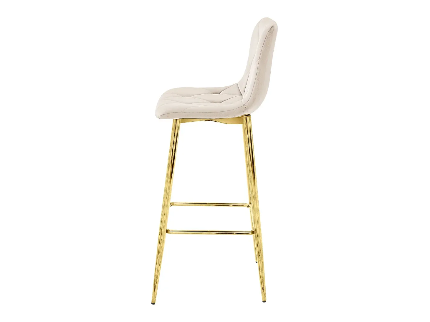 Taburete Valora KODA, taburete de bar, terciopelo beige, patas doradas (x2)