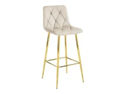 Taburete Valora KODA, taburete de bar, terciopelo beige, patas doradas (x2)