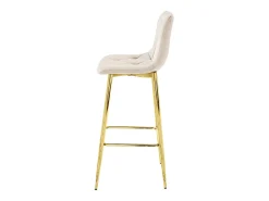 Taburete Valora KODA, terciopelo beige, patas doradas, diseño moderno