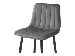 Taburete Valora POZZA de terciopelo gris oscuro con patas negras para cocina (x4)