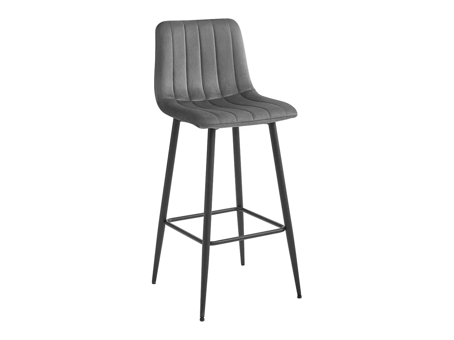 Taburete Valora POZZA de terciopelo gris oscuro con patas negras para cocina (x4)