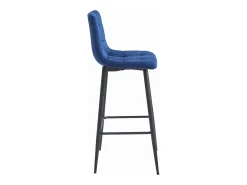 Taburete Valora TEOTO de terciopelo azul marino con patas negras para cocina (x3)
