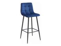 Taburete Valora TEOTO de terciopelo azul marino con patas negras para cocina (x3)