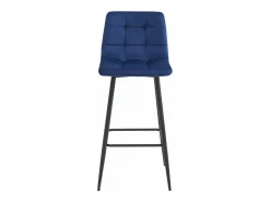 Taburete Valora TEOTO de terciopelo azul marino con patas negras para cocina (x3)