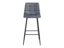 Taburete Valora TEOTO de terciopelo gris oscuro con patas negras para cocina (x3)