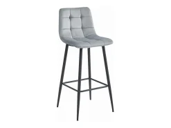 Taburete Valora TEOTO, terciopelo gris plateado, patas negras, para cocina (x4)