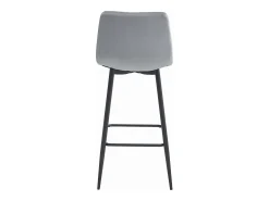 Taburete Valora TEOTO, terciopelo gris plateado, patas negras, para cocina (x4)