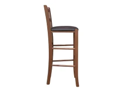Taburete Venice en madera de nogal oscuro h 73 con asiento acolchado marrón