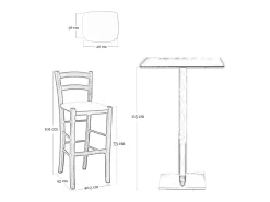 Taburete Venice en madera de nogal oscuro h 73 con asiento acolchado marrón