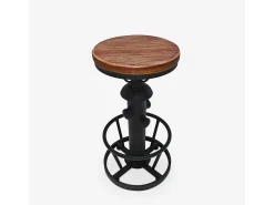 Taburete vintage industrial de bar ajustable con reposapiés Ziblo