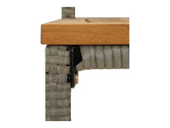 Taburetes altos 2 uds madera de acacia y ratán sintético gris