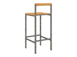 Taburetes altos 2 uds madera de acacia y ratán sintético gris