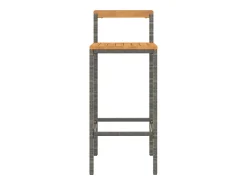 Taburetes altos 2 uds madera de acacia y ratán sintético gris