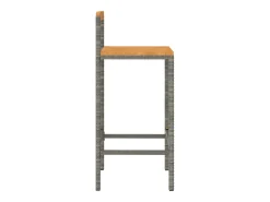 Taburetes altos 2 uds madera de acacia y ratán sintético gris