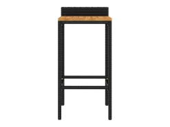 Taburetes altos 4 uds madera de acacia y ratán sintético negro