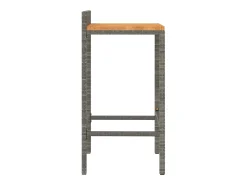 Taburetes altos 4 uds madera de acacia y ratán sintético gris