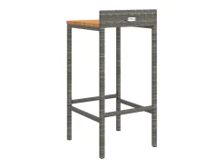 Taburetes altos 4 uds madera de acacia y ratán sintético gris