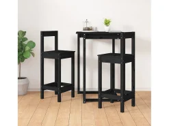 Taburetes altos 2 unidades madera maciza pino negro 40x41,5x112 cm
