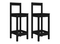 Taburetes altos 2 unidades madera maciza pino negro 40x41,5x112 cm