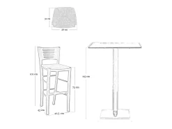 Taburetes altos de bar Verona en madera de nogal oscuro h 73 con asiento de paja x 2