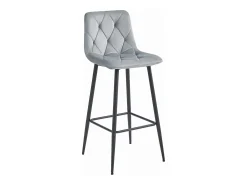Taburetes bar Valora KODA terciopelo gris plata patas acero x4