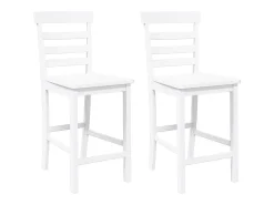 Taburetes de bar 2 piezas madera maciza de caucho blanco