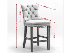 Taburetes de bar acolchados, juego de 2 Con remaches decorativos y patas de madera Adornos cromados con remaches Tapizado de terciopelo, naranja