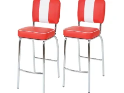 Taburetes de bar Akita (juego de 2), rojo y blanco
