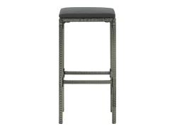 Taburetes de bar con cojines, juego de 3, gris, resina trenzada
