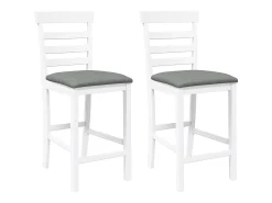Taburetes de bar con cojines 2 uds madera maciza blanca caucho