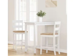 Taburetes de bar con cojines 2 piezas madera maciza de caucho blanco