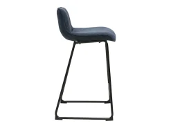 Taburetes de bar de tela con efecto terciopelo texturizado azul oscuro y metal H65 cm (juego de 2) BOOST