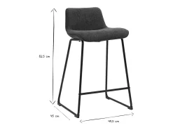 Taburetes de bar de tela con efecto terciopelo texturizado azul oscuro y metal H65 cm (juego de 2) BOOST