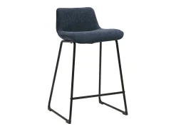 Taburetes de bar de tela con efecto terciopelo texturizado azul oscuro y metal H65 cm (juego de 2) BOOST