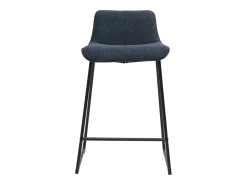 Taburetes de bar de tela con efecto terciopelo texturizado azul oscuro y metal H65 cm (juego de 2) BOOST