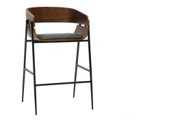 Taburetes de bar diseño madera oscura y metal negro (lote de 2) WESS